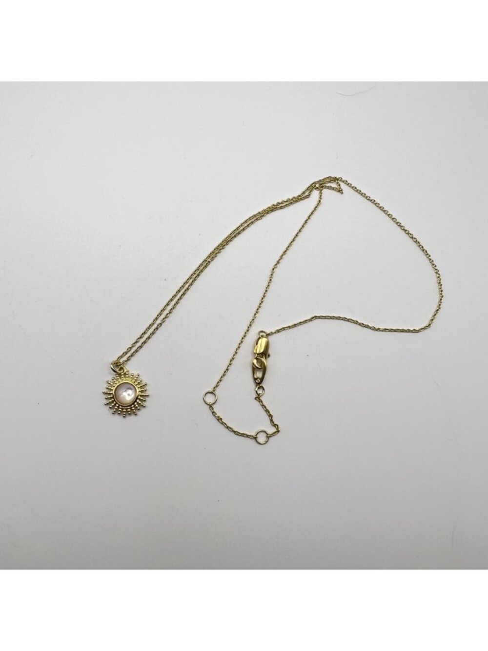 Ana Luisa Pendant Necklace Gold-Plated Sunburst Mother of Pearl 15+2" Dainty - Picture 10 of 10